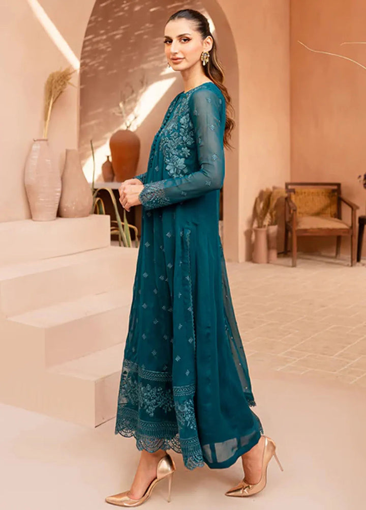 Ensembles By Azure  Embroidered Chiffon Suit Unstitched 4 Piece AZ24EF CCES-072 Caribbean Charm - Festive Collection