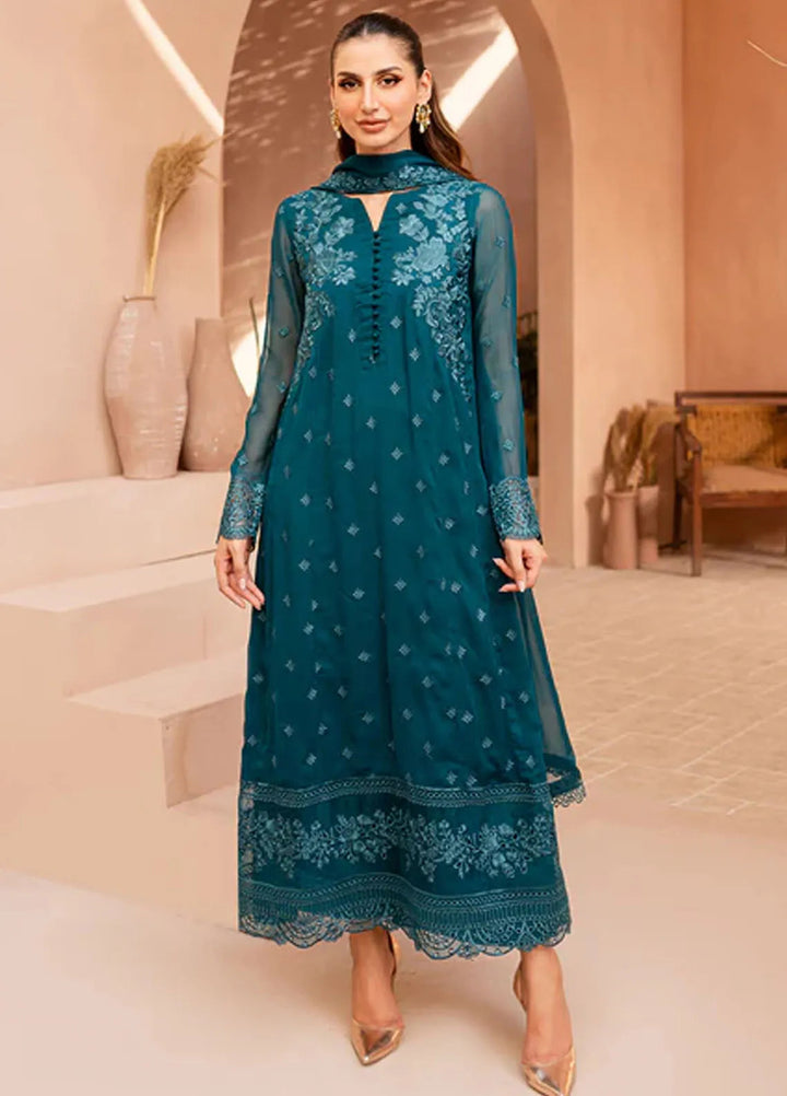 Ensembles By Azure  Embroidered Chiffon Suit Unstitched 4 Piece AZ24EF CCES-072 Caribbean Charm - Festive Collection