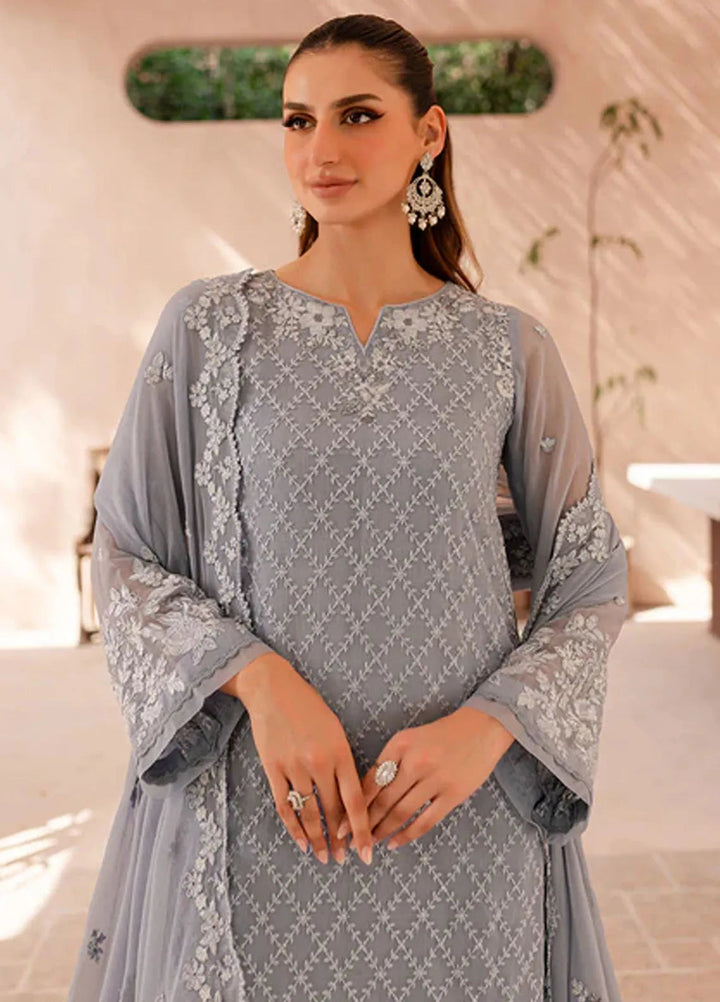 Ensembles By Azure  Embroidered Chiffon Suit Unstitched 4 Piece AZ24EF MWES-068 Moon Whisper - Festive Collection
