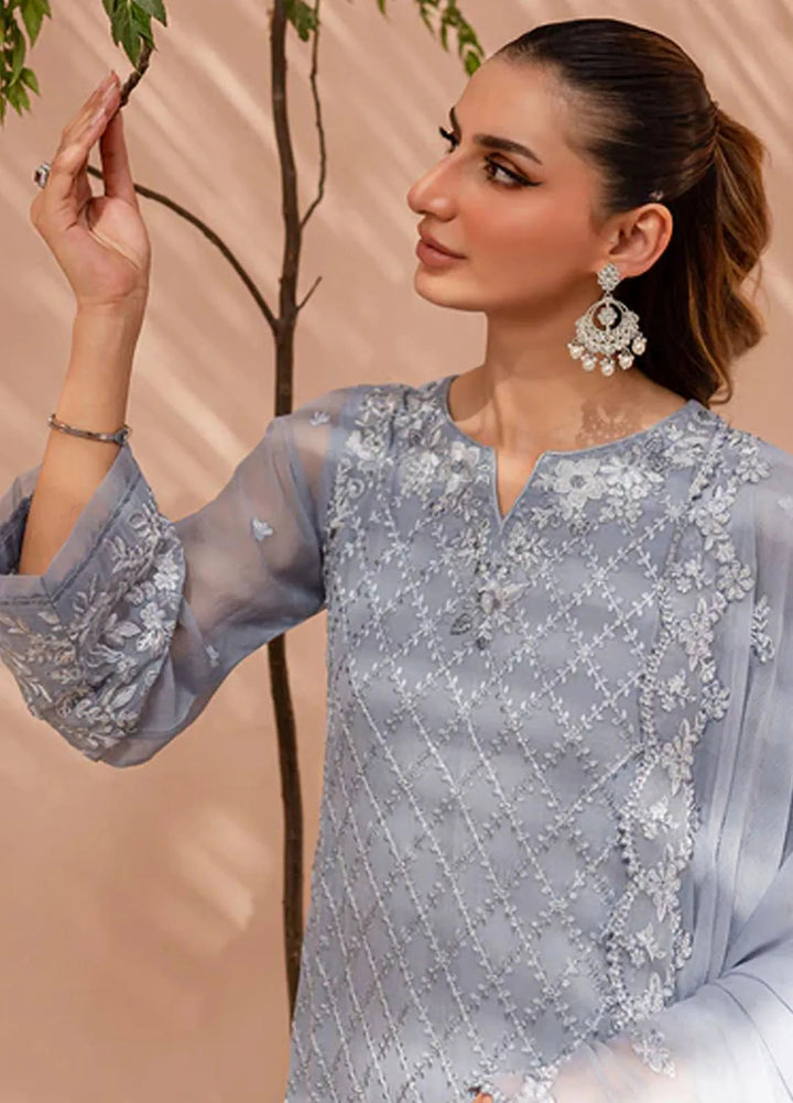 Ensembles By Azure  Embroidered Chiffon Suit Unstitched 4 Piece AZ24EF MWES-068 Moon Whisper - Festive Collection