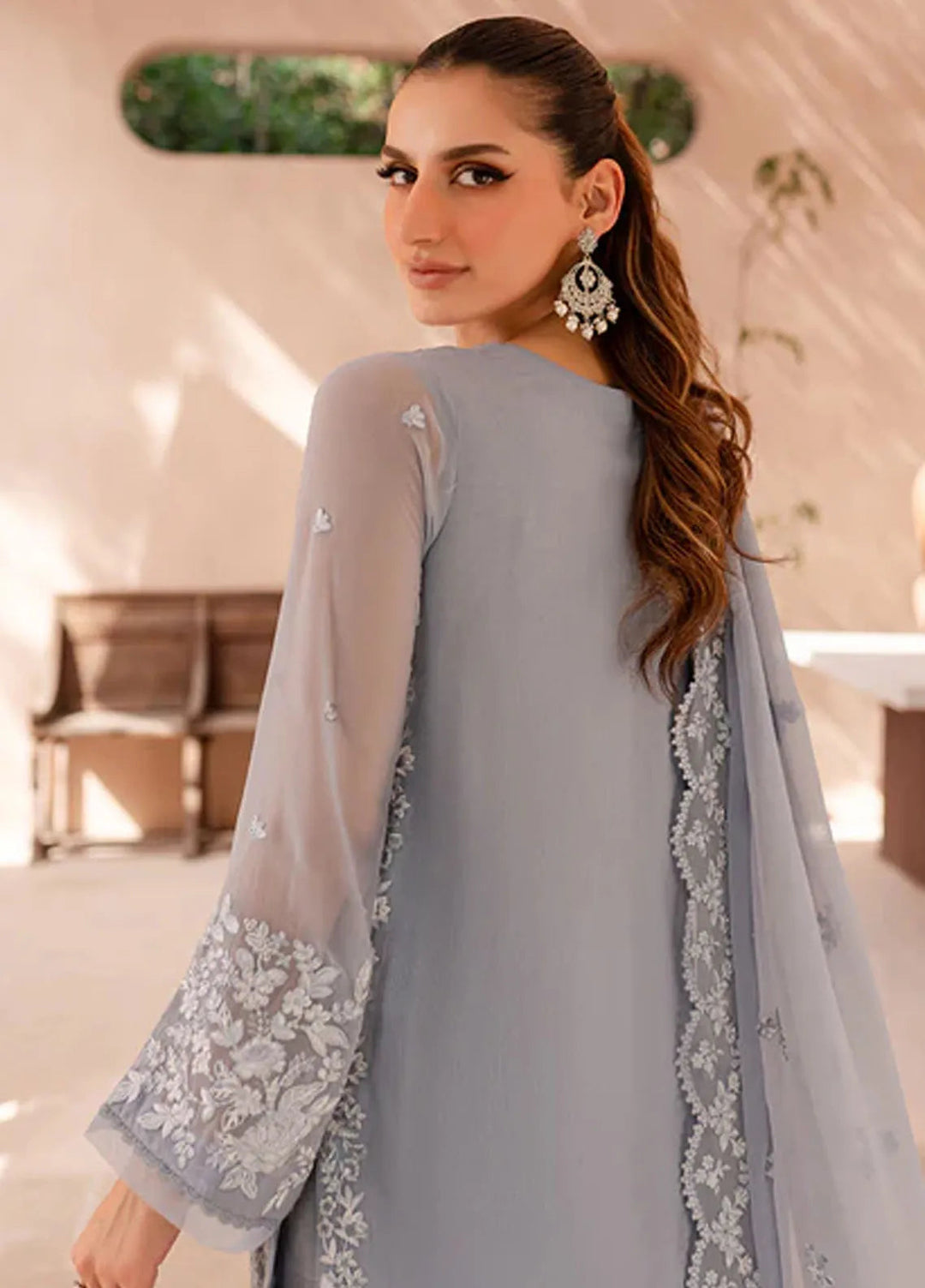 Ensembles By Azure  Embroidered Chiffon Suit Unstitched 4 Piece AZ24EF MWES-068 Moon Whisper - Festive Collection
