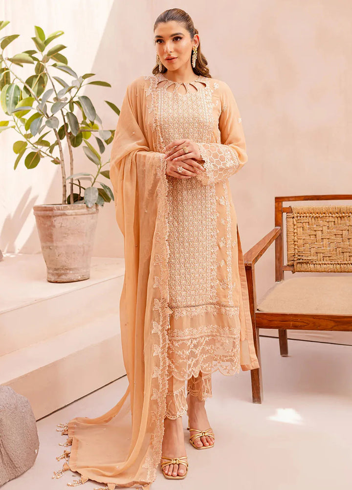 Ensembles By Azure  Embroidered Chiffon Suit Unstitched 4 Piece AZ24EF SLES-067 Sunlit - Festive Collection