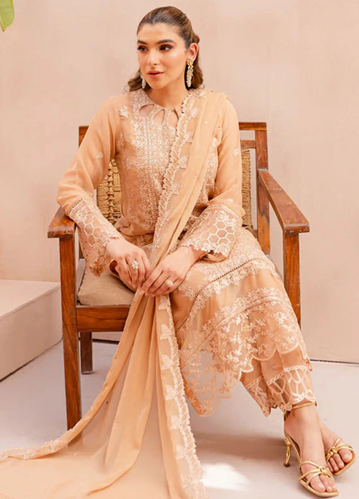 Ensembles By Azure  Embroidered Chiffon Suit Unstitched 4 Piece AZ24EF SLES-067 Sunlit - Festive Collection