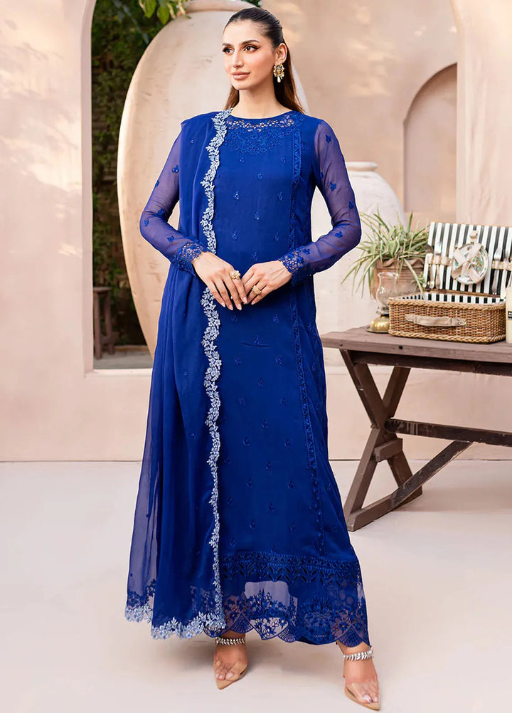 Ensembles By Azure  Embroidered Chiffon Suit Unstitched 4 Piece AZ24EF SSES-071 Sapphire Symphony - Festive Collection