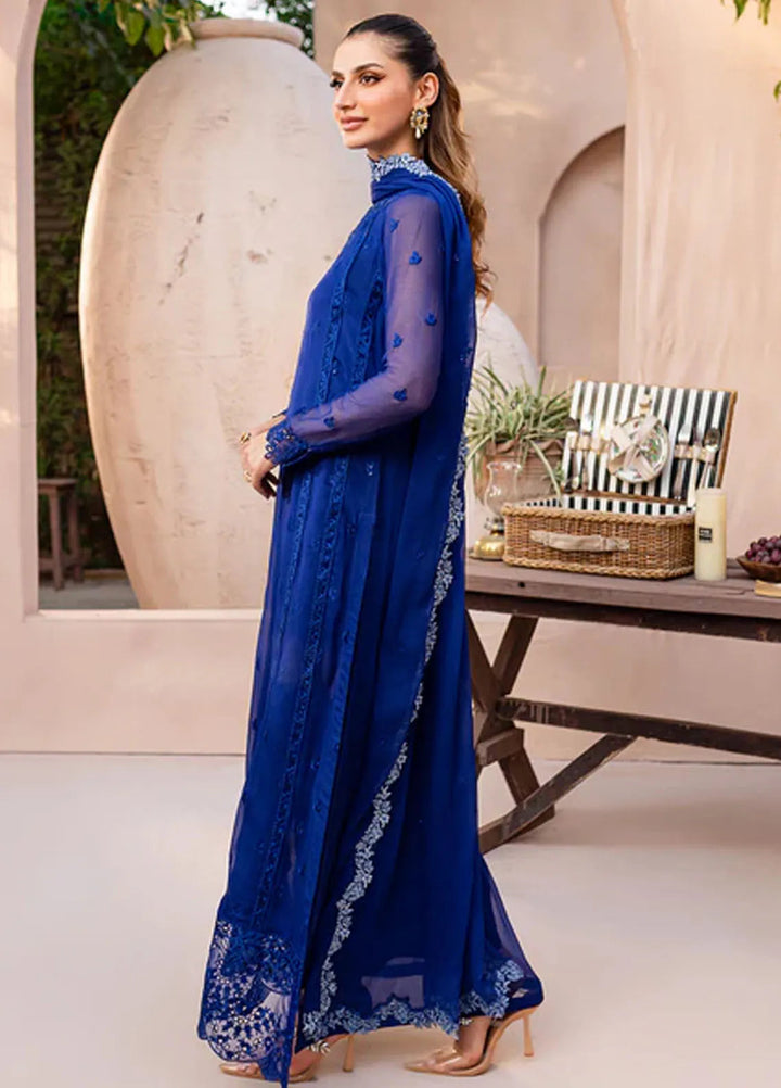 Ensembles By Azure  Embroidered Chiffon Suit Unstitched 4 Piece AZ24EF SSES-071 Sapphire Symphony - Festive Collection