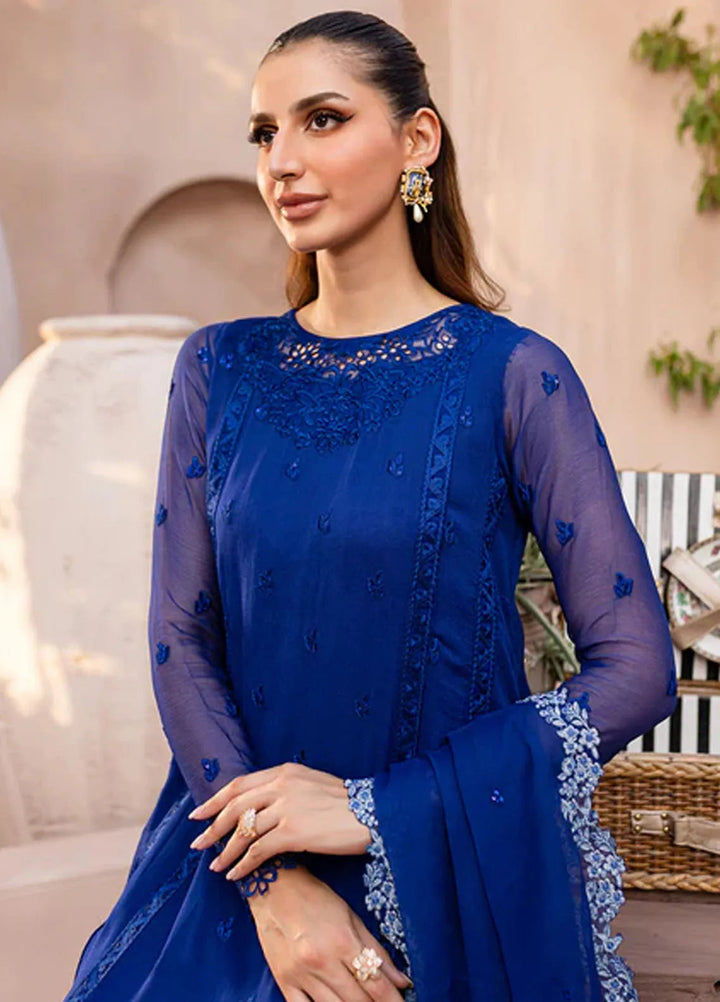 Ensembles By Azure  Embroidered Chiffon Suit Unstitched 4 Piece AZ24EF SSES-071 Sapphire Symphony - Festive Collection