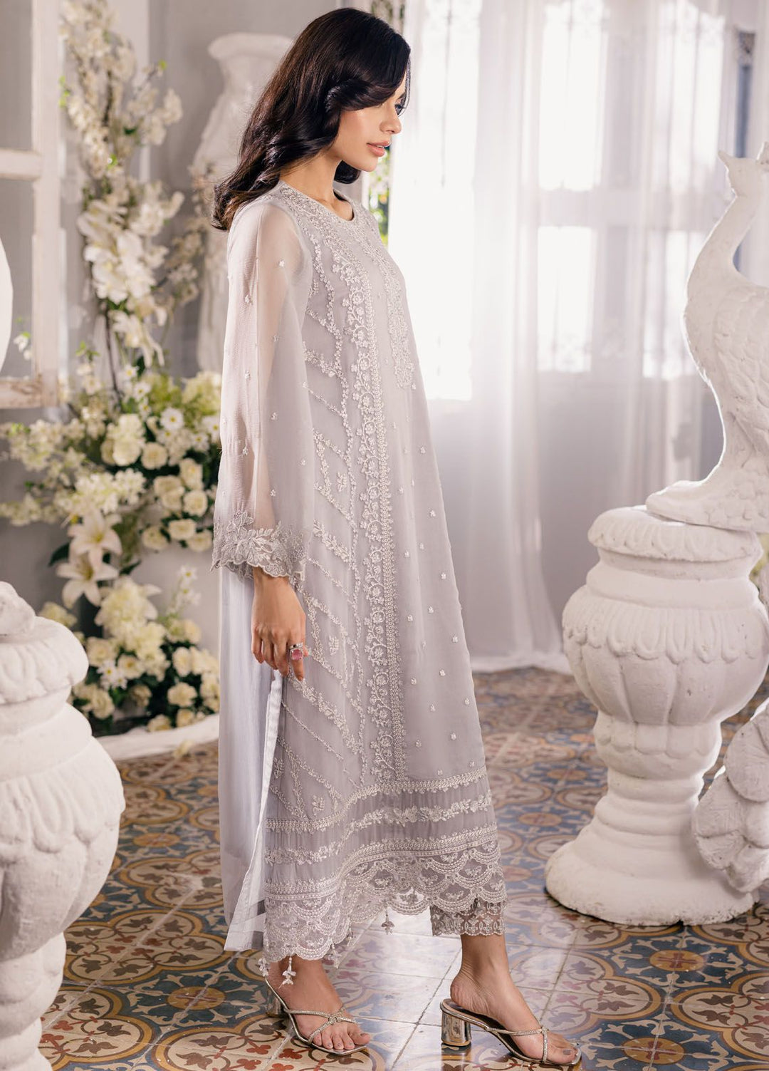 Ensembles by Azure Embroidered Chiffon Suits Unstitched 3 Piece AZU24EF ES-049 Moon Storm - Festive Collection