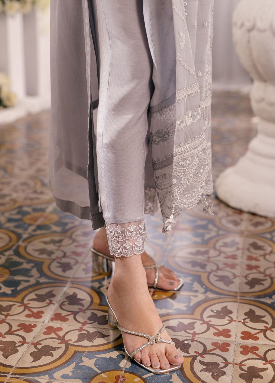 Ensembles by Azure Embroidered Chiffon Suits Unstitched 3 Piece AZU24EF ES-049 Moon Storm - Festive Collection