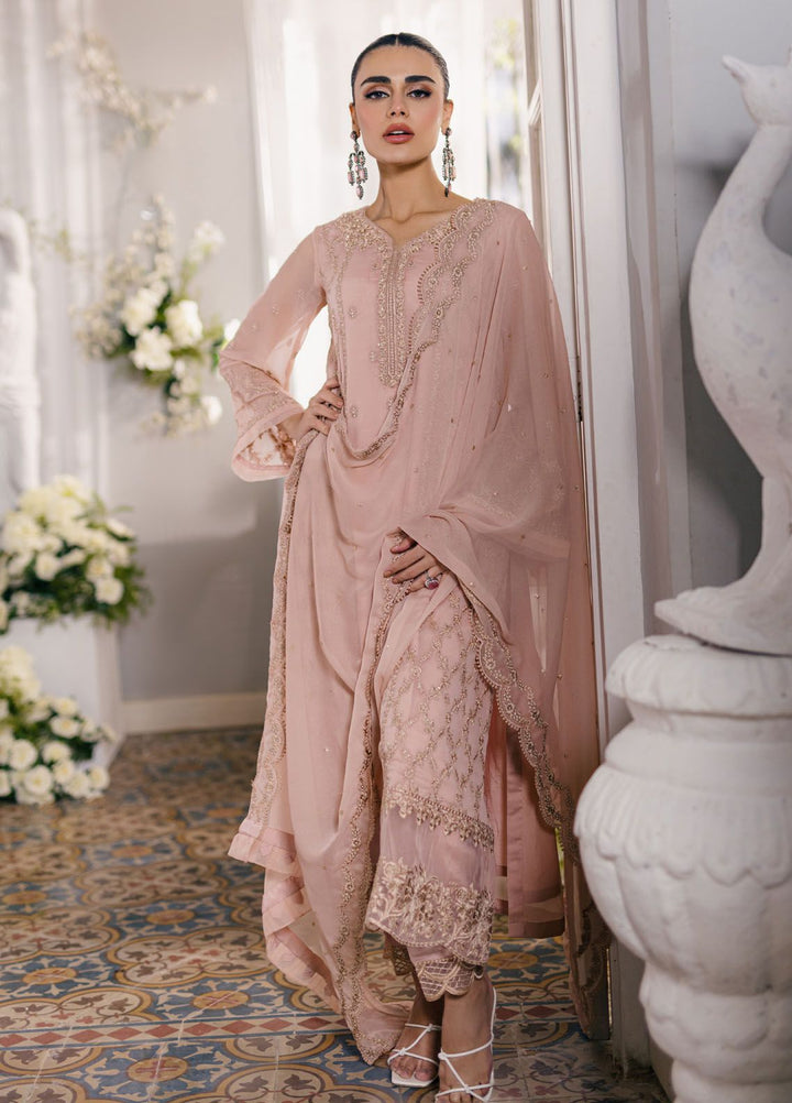 Ensembles by Azure Embroidered Chiffon Suits Unstitched 3 Piece AZU24EF ES-053 Nectarine - Festive Collection