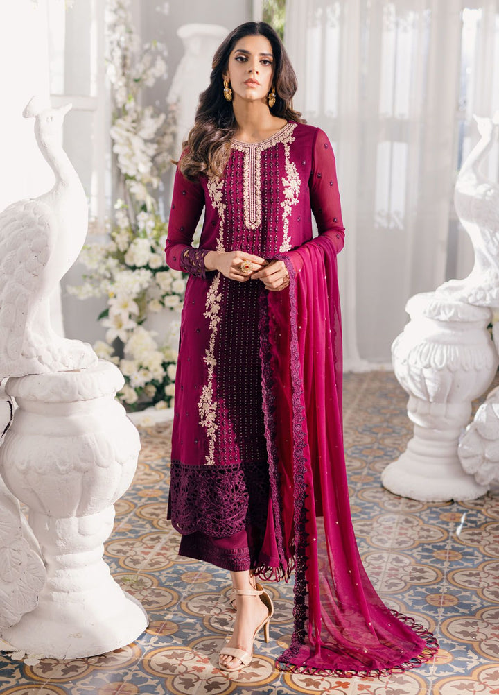 Ensembles by Azure Embroidered Chiffon Suits Unstitched 3 Piece AZU24EF ES-056 Merlot Muse - Festive Collection