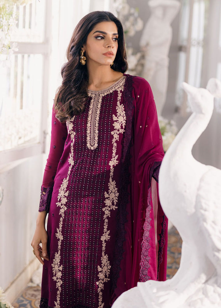 Ensembles by Azure Embroidered Chiffon Suits Unstitched 3 Piece AZU24EF ES-056 Merlot Muse - Festive Collection