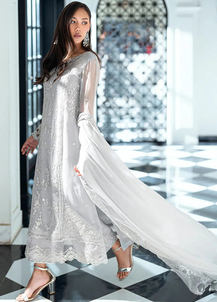 Ensembles by Azure Embroidered Chiffon Suits Unstitched 3 Piece AZU25ED Ash Veil - Festive Collection