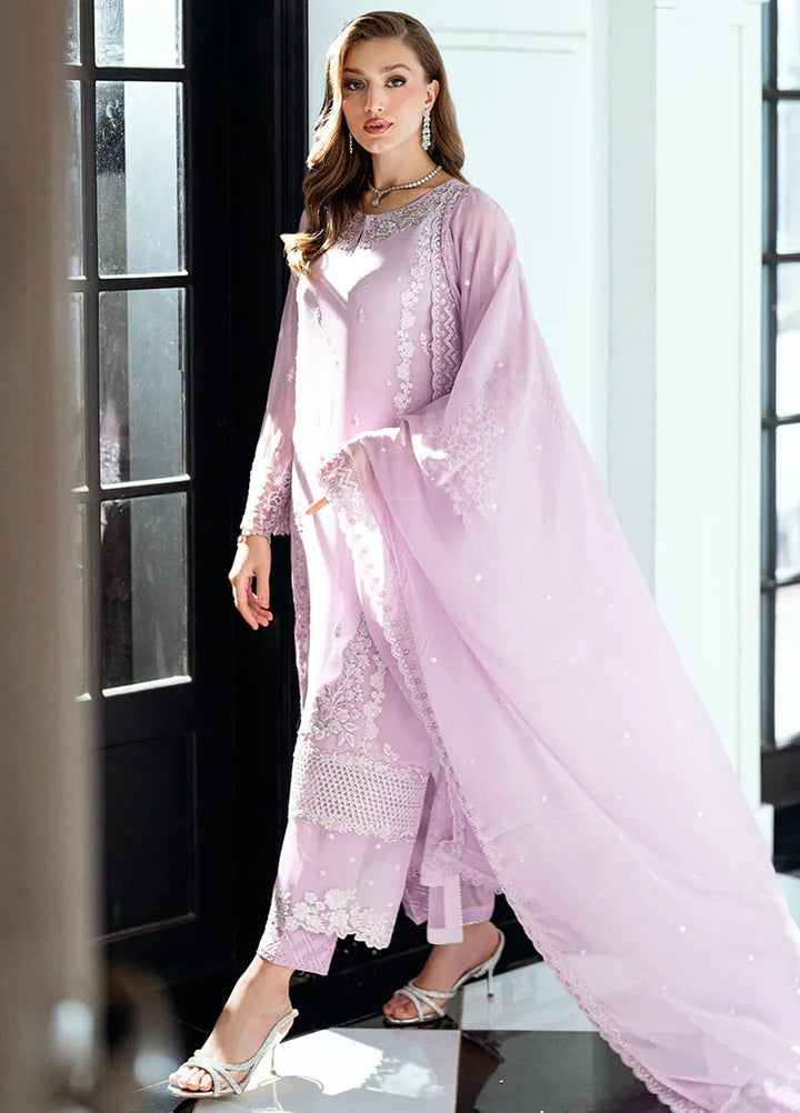 Ensembles by Azure Embroidered Chiffon Suits Unstitched 3 Piece AZU25ED Dewy Lavender - Festive Collection