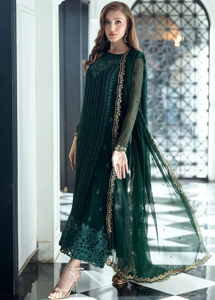 Ensembles by Azure Embroidered Chiffon Suits Unstitched 3 Piece AZU25ED Emerald Whisper - Festive Collection