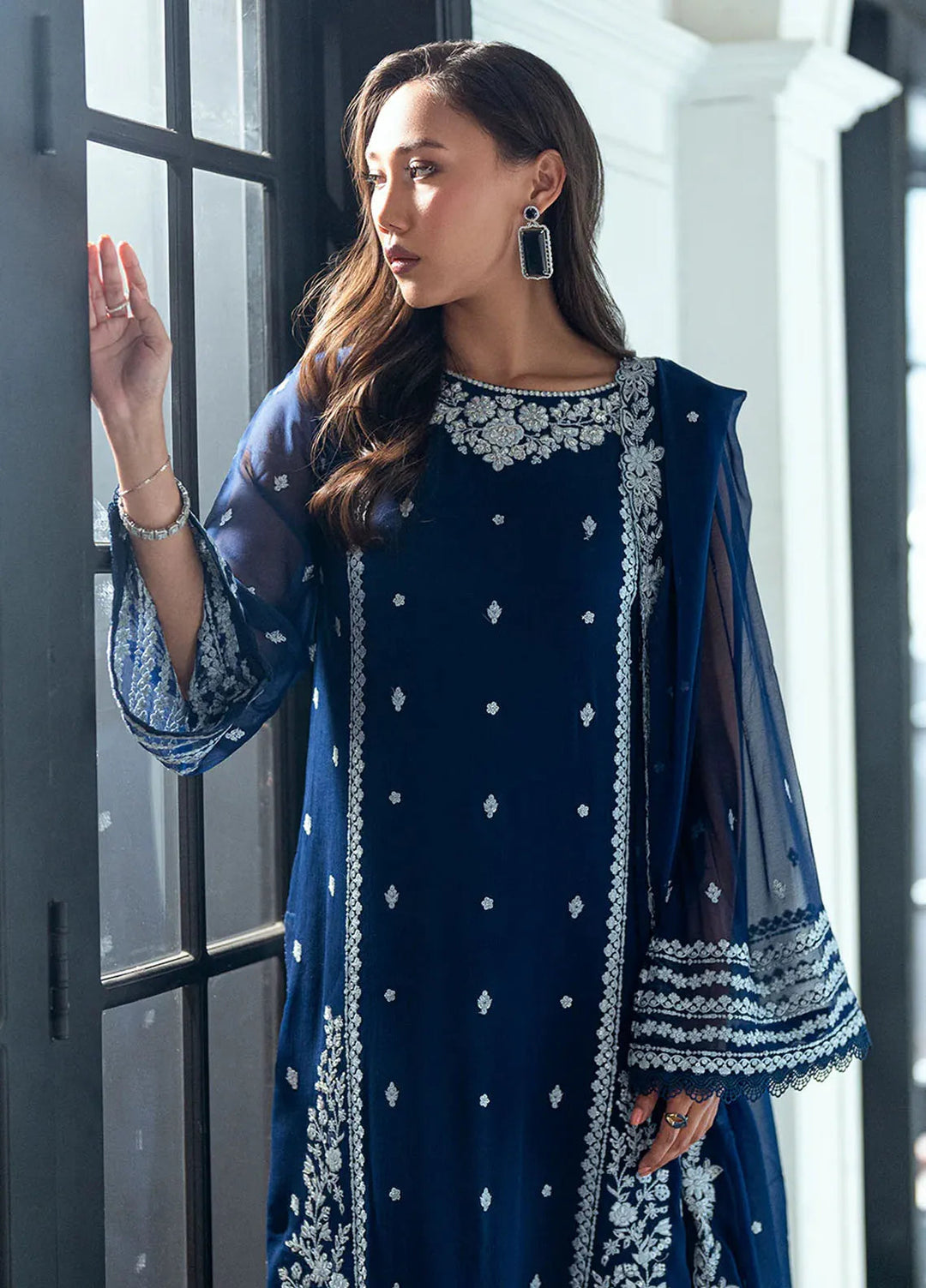 Ensembles by Azure Embroidered Chiffon Suits Unstitched 3 Piece AZU25ED Moon Light - Festive Collection