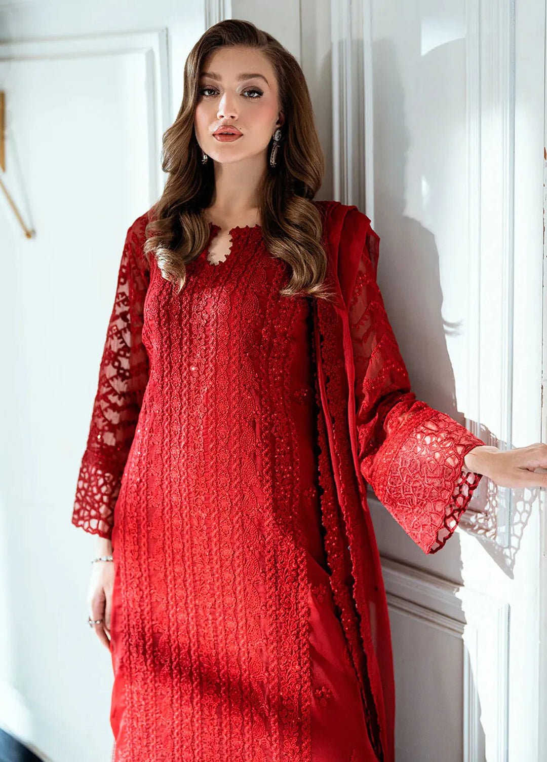Ensembles by Azure Embroidered Chiffon Suits Unstitched 3 Piece AZU25ED Ruby Rose - Festive Collection
