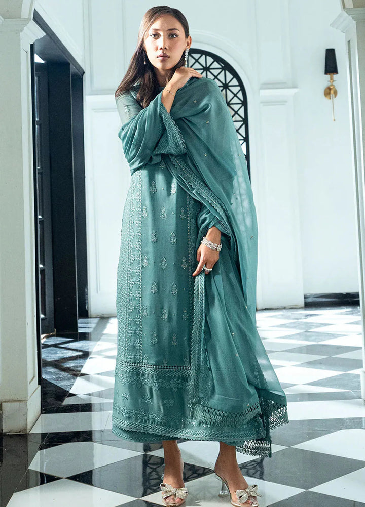 Ensembles by Azure Embroidered Chiffon Suits Unstitched 3 Piece AZU25ED Sage Mystery - Festive Collection