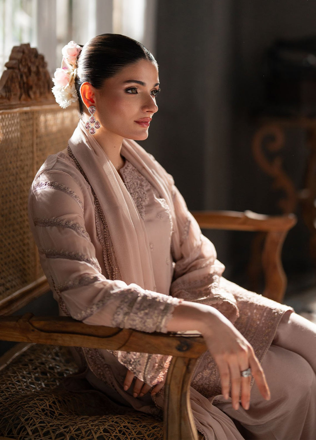 Ensembles by Azure Embroidered Chiffon Suits Unstitched 3 Piece AZU25EF Fadad Rouge ES-105 - Festive Collection