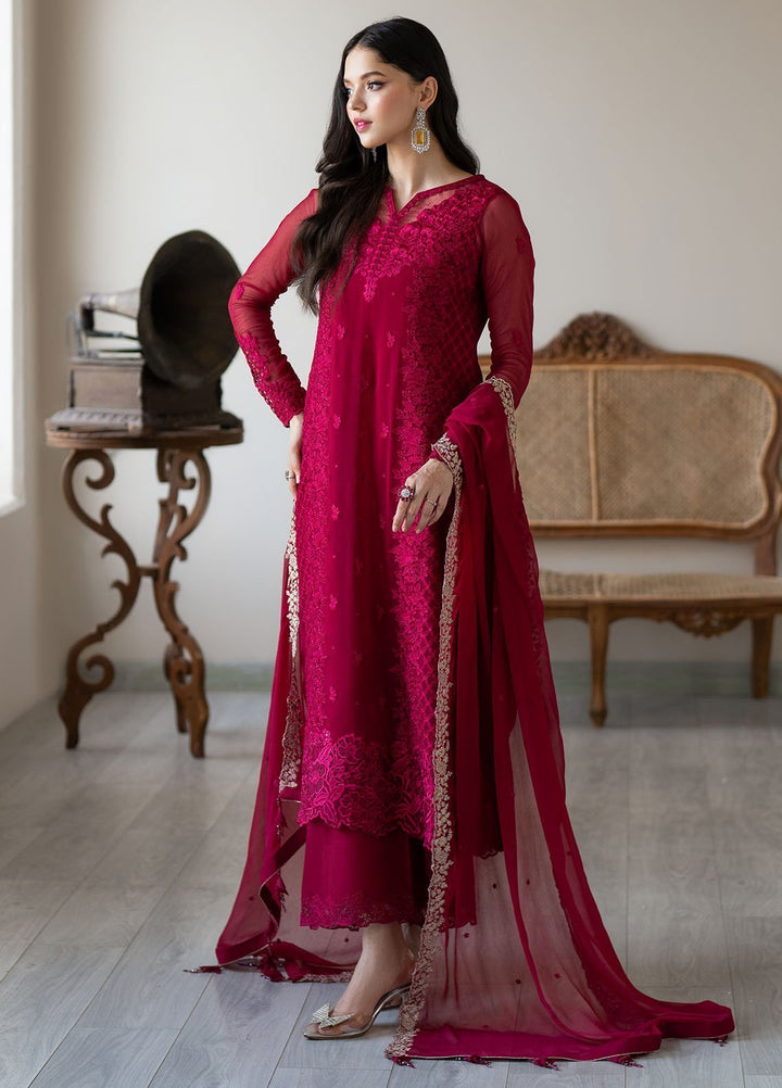 Ensembles by Azure Embroidered Chiffon Suits Unstitched 3 Piece AZU25EF Fuchsia Blaze ES-103 - Festive Collection