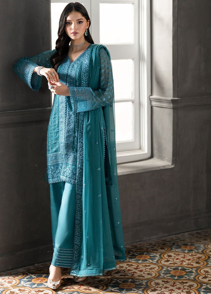 Ensembles by Azure Embroidered Chiffon Suits Unstitched 3 Piece AZU25EF Minted Sage ES-109 - Festive Collection