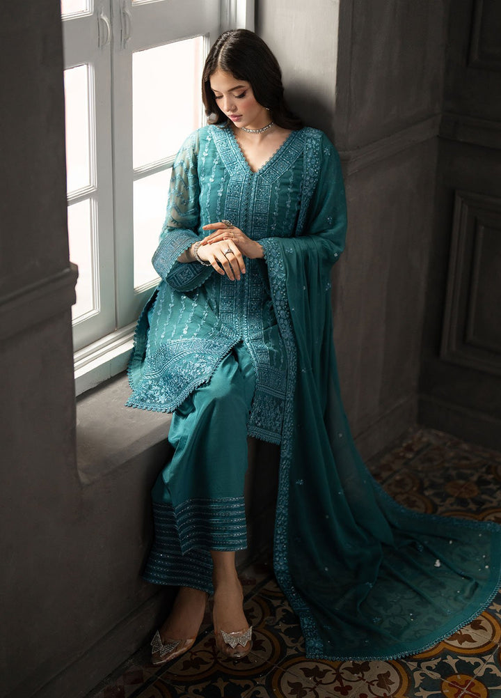 Ensembles by Azure Embroidered Chiffon Suits Unstitched 3 Piece AZU25EF Minted Sage ES-109 - Festive Collection
