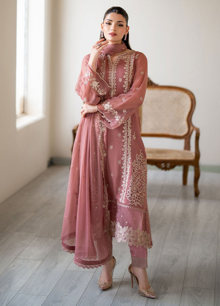 Ensembles by Azure Embroidered Chiffon Suits Unstitched 3 Piece AZU25EF Rosy Ember ES-102 - Festive Collection