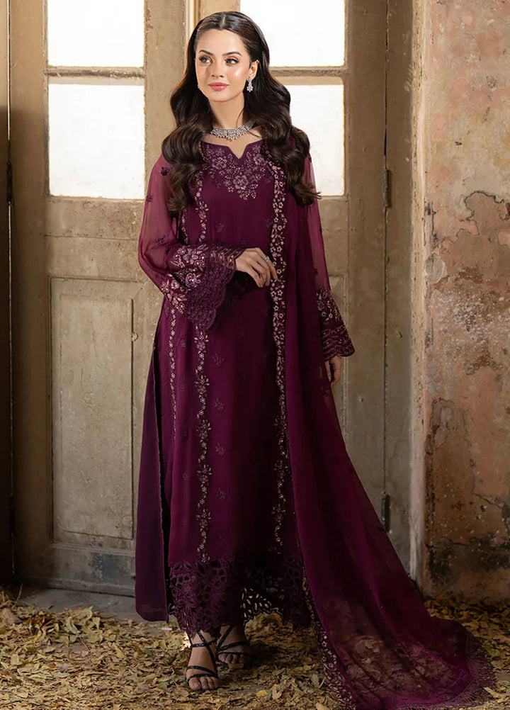 Ensembles By Azure Embroidered Chiffon Suits Unstitched 3 Piece AZU25EN I-01323 Merlot Grace - Festive Collection