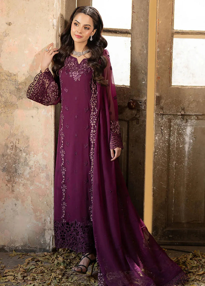 Ensembles By Azure Embroidered Chiffon Suits Unstitched 3 Piece AZU25EN I-01323 Merlot Grace - Festive Collection