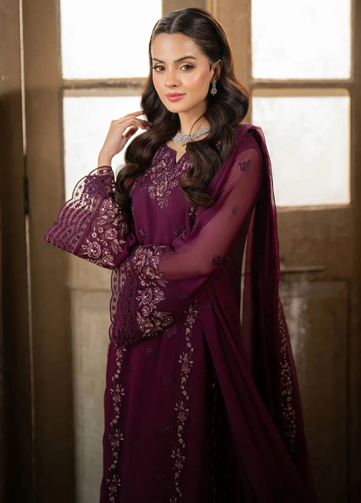 Ensembles By Azure Embroidered Chiffon Suits Unstitched 3 Piece AZU25EN I-01323 Merlot Grace - Festive Collection
