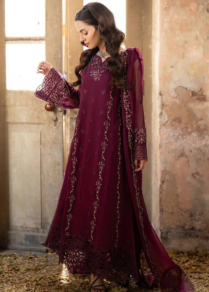 Ensembles By Azure Embroidered Chiffon Suits Unstitched 3 Piece AZU25EN I-01323 Merlot Grace - Festive Collection