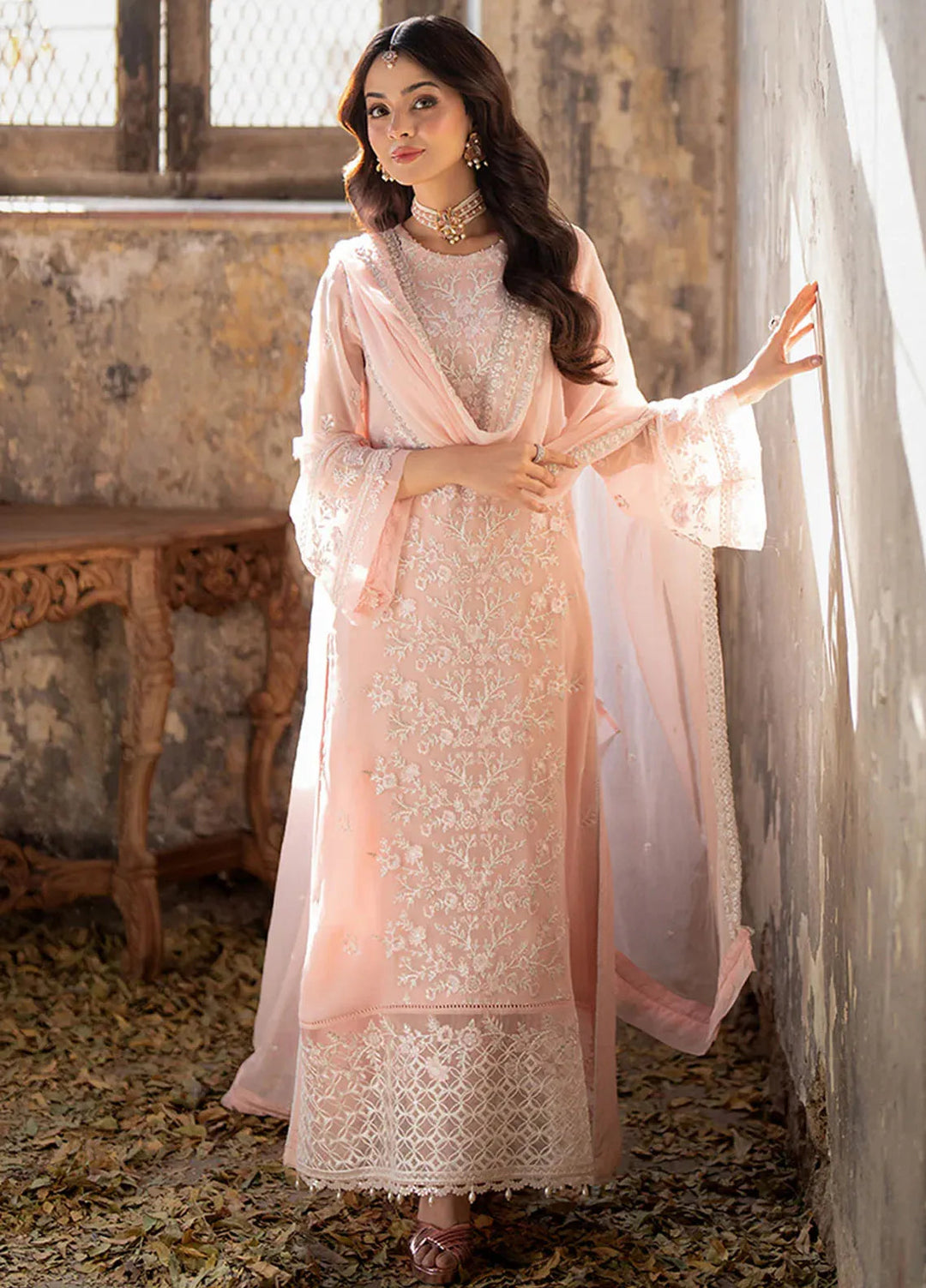 Ensembles By Azure Embroidered Chiffon Suits Unstitched 3 Piece AZU25EN I-01329 Pink Mirage - Festive Collection