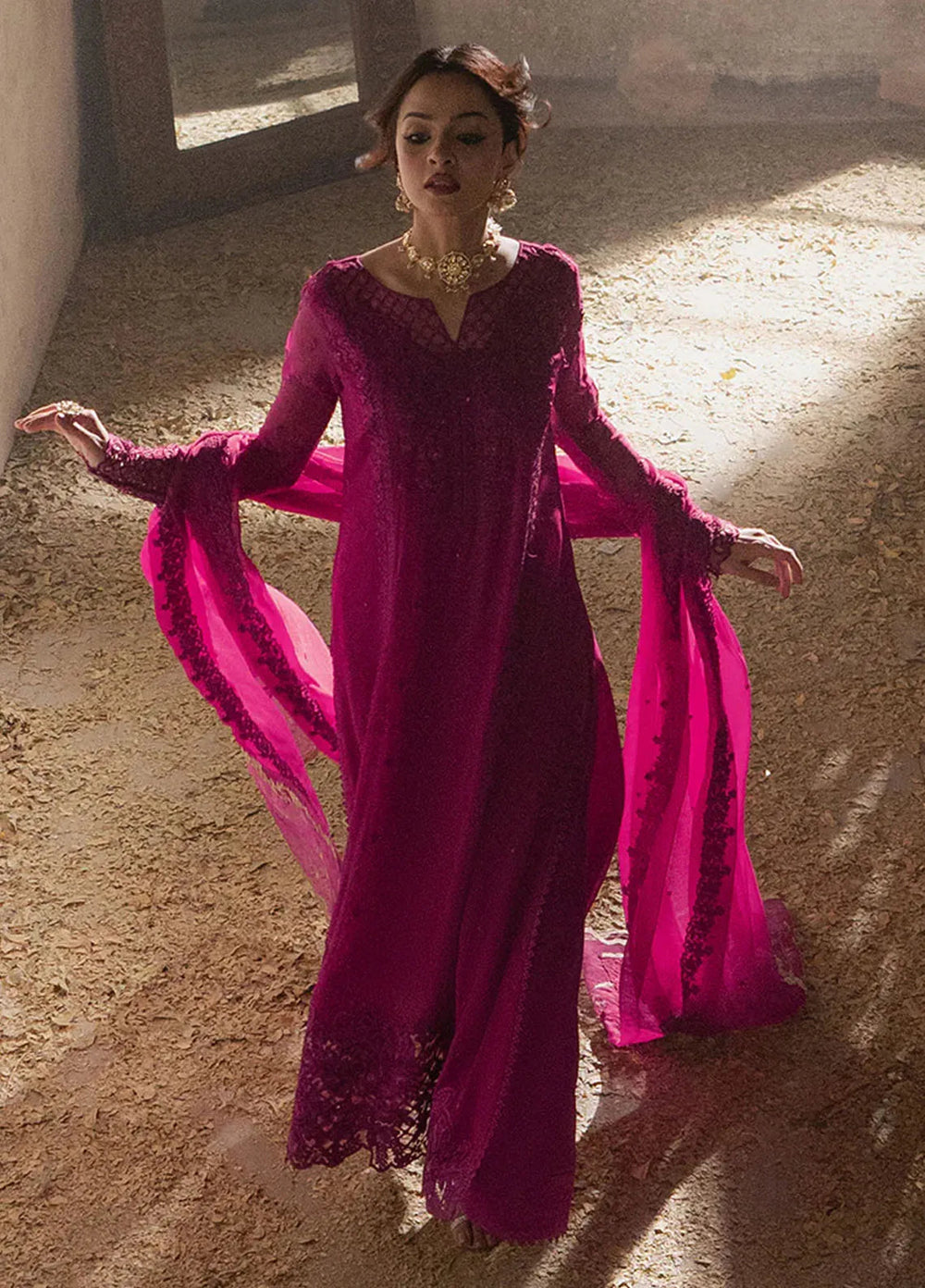 Ensembles By Azure Embroidered Chiffon Suits Unstitched 3 Piece AZU25EN I-01341 Plum Reverie - Festive Collection