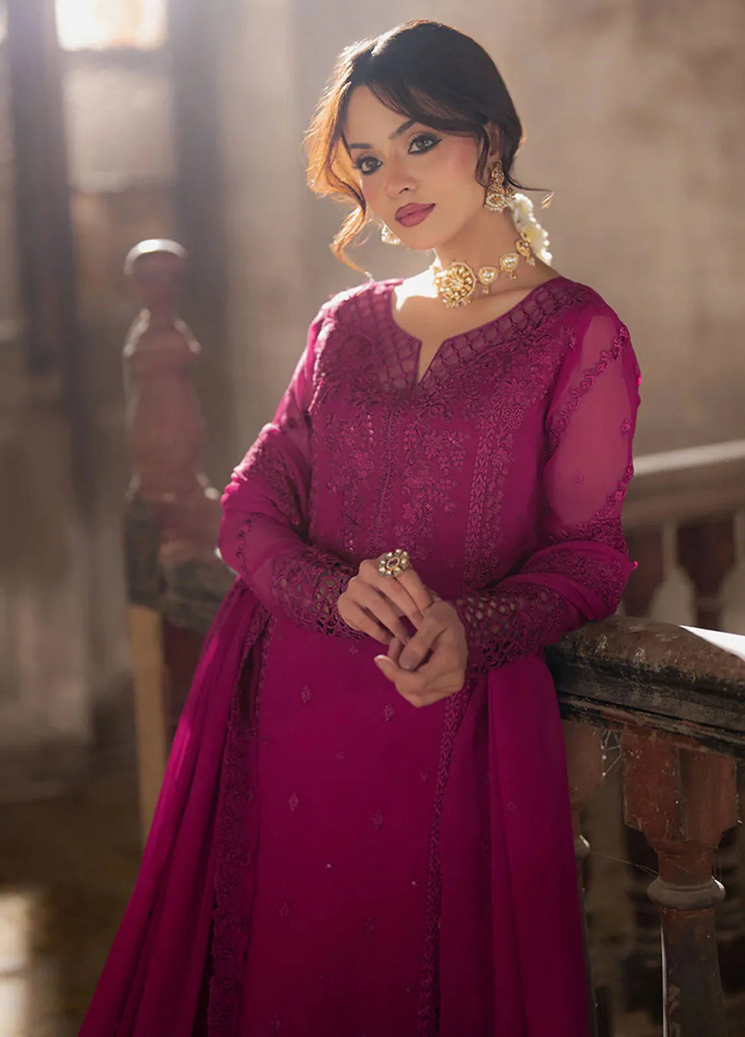 Ensembles By Azure Embroidered Chiffon Suits Unstitched 3 Piece AZU25EN I-01341 Plum Reverie - Festive Collection