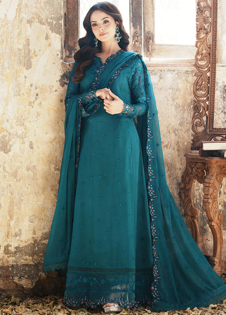 Ensembles By Azure Embroidered Chiffon Suits Unstitched 3 Piece AZU25EN I-01347 Mystic Teal - Festive Collection