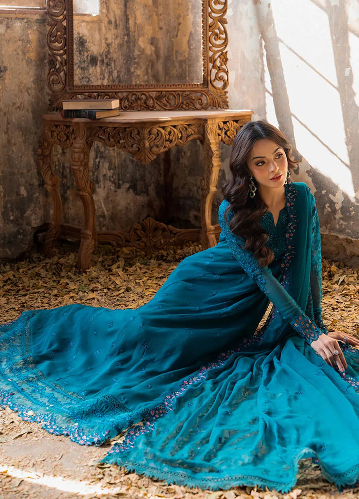 Ensembles By Azure Embroidered Chiffon Suits Unstitched 3 Piece AZU25EN I-01347 Mystic Teal - Festive Collection