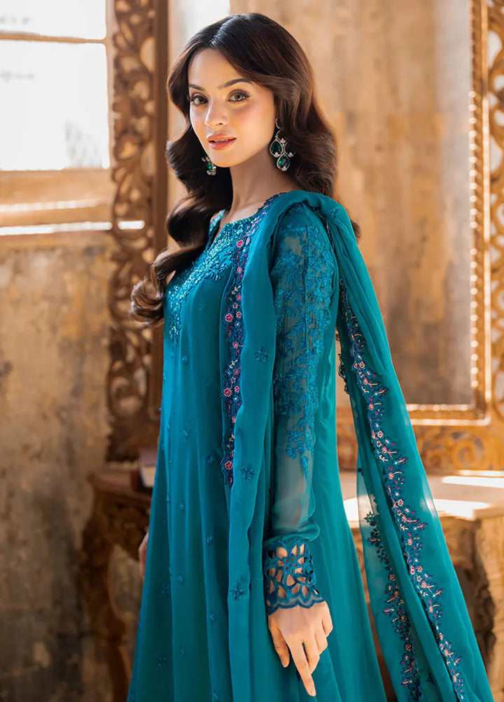 Ensembles By Azure Embroidered Chiffon Suits Unstitched 3 Piece AZU25EN I-01347 Mystic Teal - Festive Collection