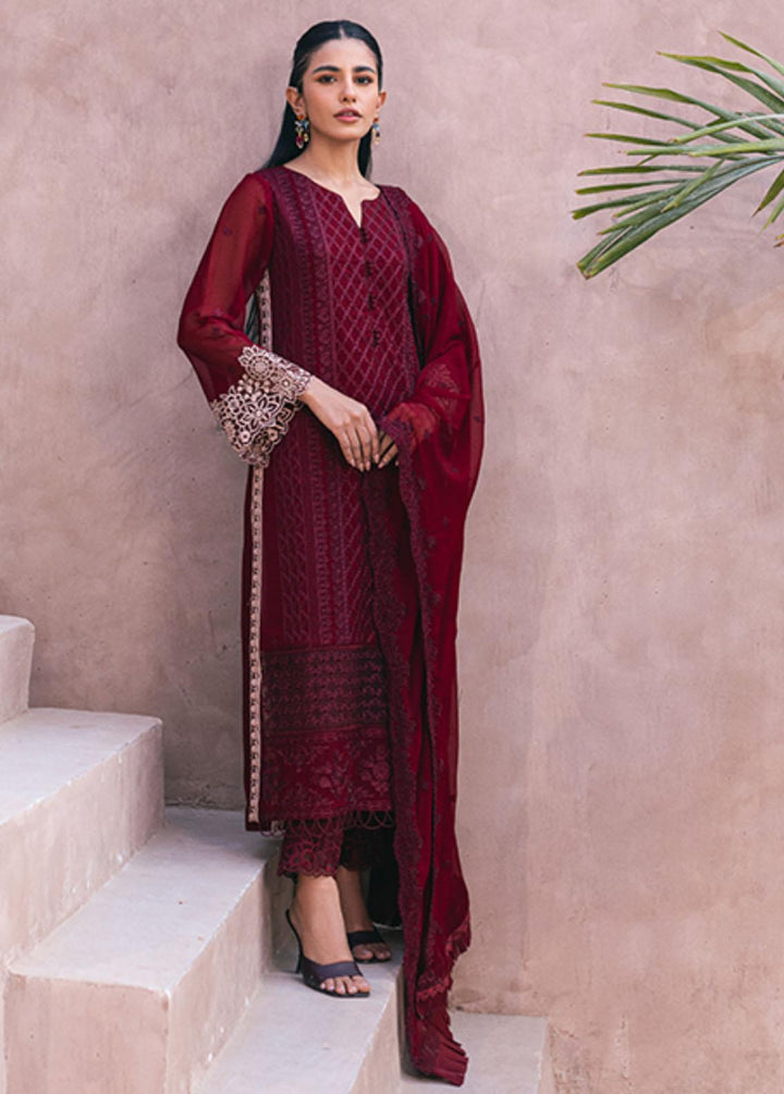 Ensembles By Azure Embroidered Chiffon Suits Unstitched 4 Piece AZU24ES AS-116 Fire Lily - Festive Collection