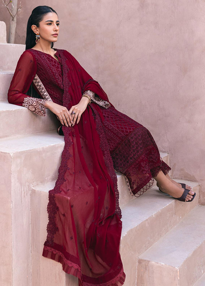 Ensembles By Azure Embroidered Chiffon Suits Unstitched 4 Piece AZU24ES AS-116 Fire Lily - Festive Collection