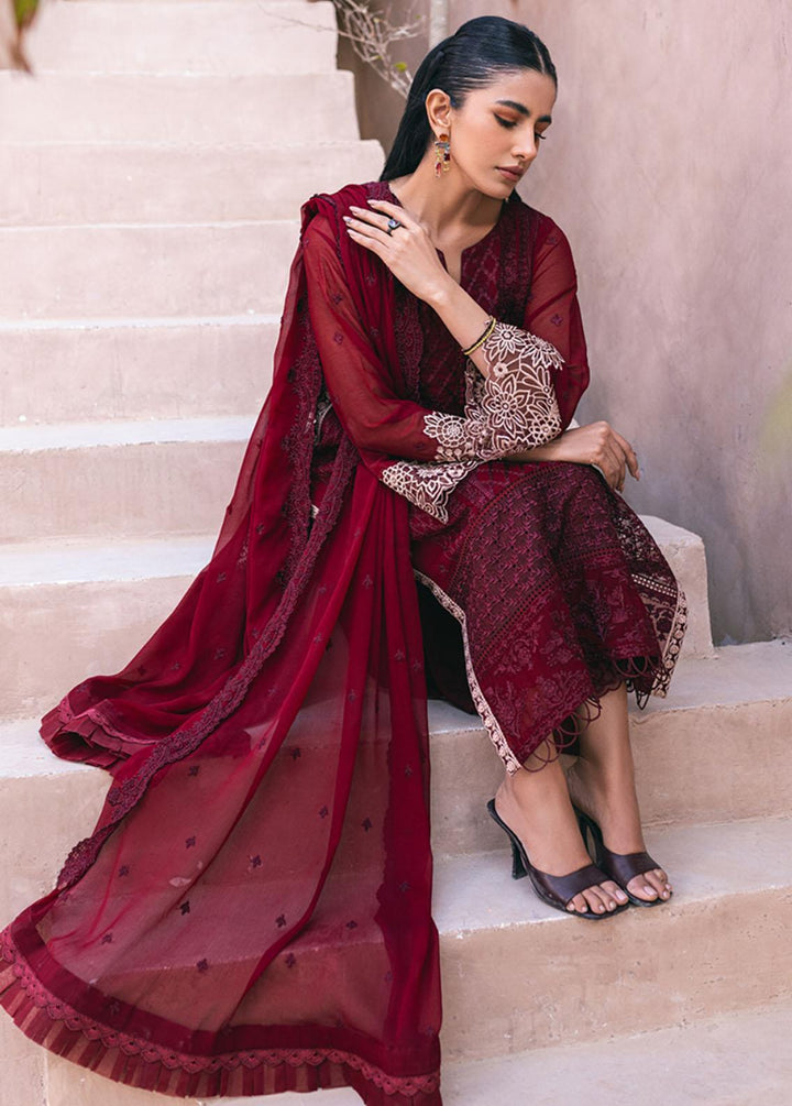 Ensembles By Azure Embroidered Chiffon Suits Unstitched 4 Piece AZU24ES AS-116 Fire Lily - Festive Collection