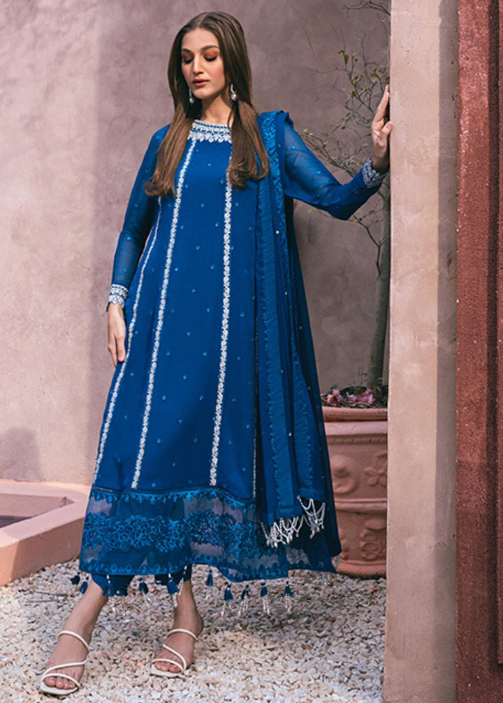 Ensembles By Azure Embroidered Chiffon Suits Unstitched 4 Piece AZU24ES AS-116 Radiant Sky - Festive Collection