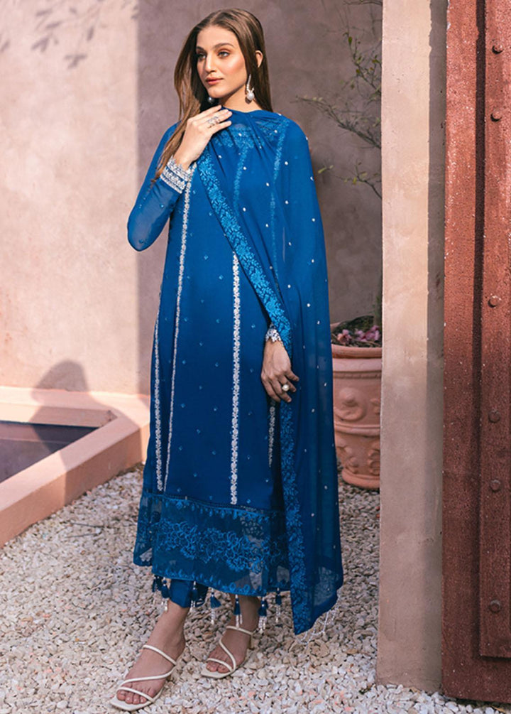 Ensembles By Azure Embroidered Chiffon Suits Unstitched 4 Piece AZU24ES AS-116 Radiant Sky - Festive Collection