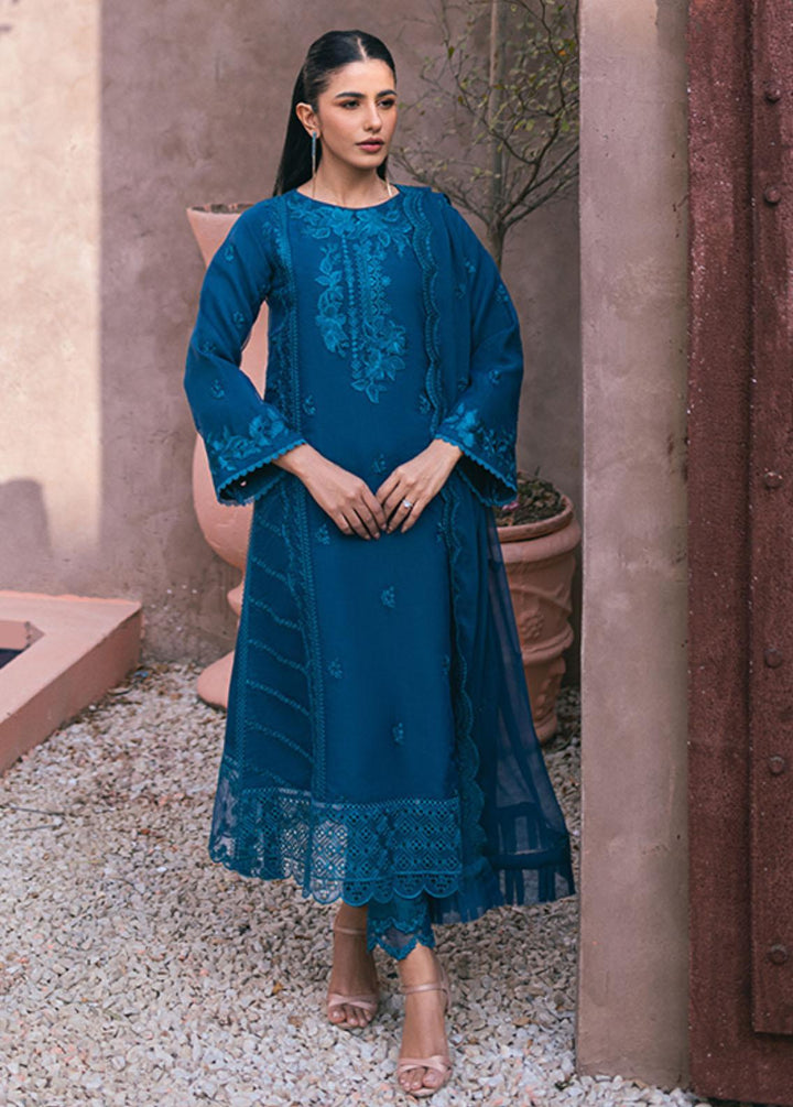Ensembles By Azure Embroidered Organza Suits Unstitched 4 Piece AZU24ES AS-117 Hydrangea Hues - Festive Collection