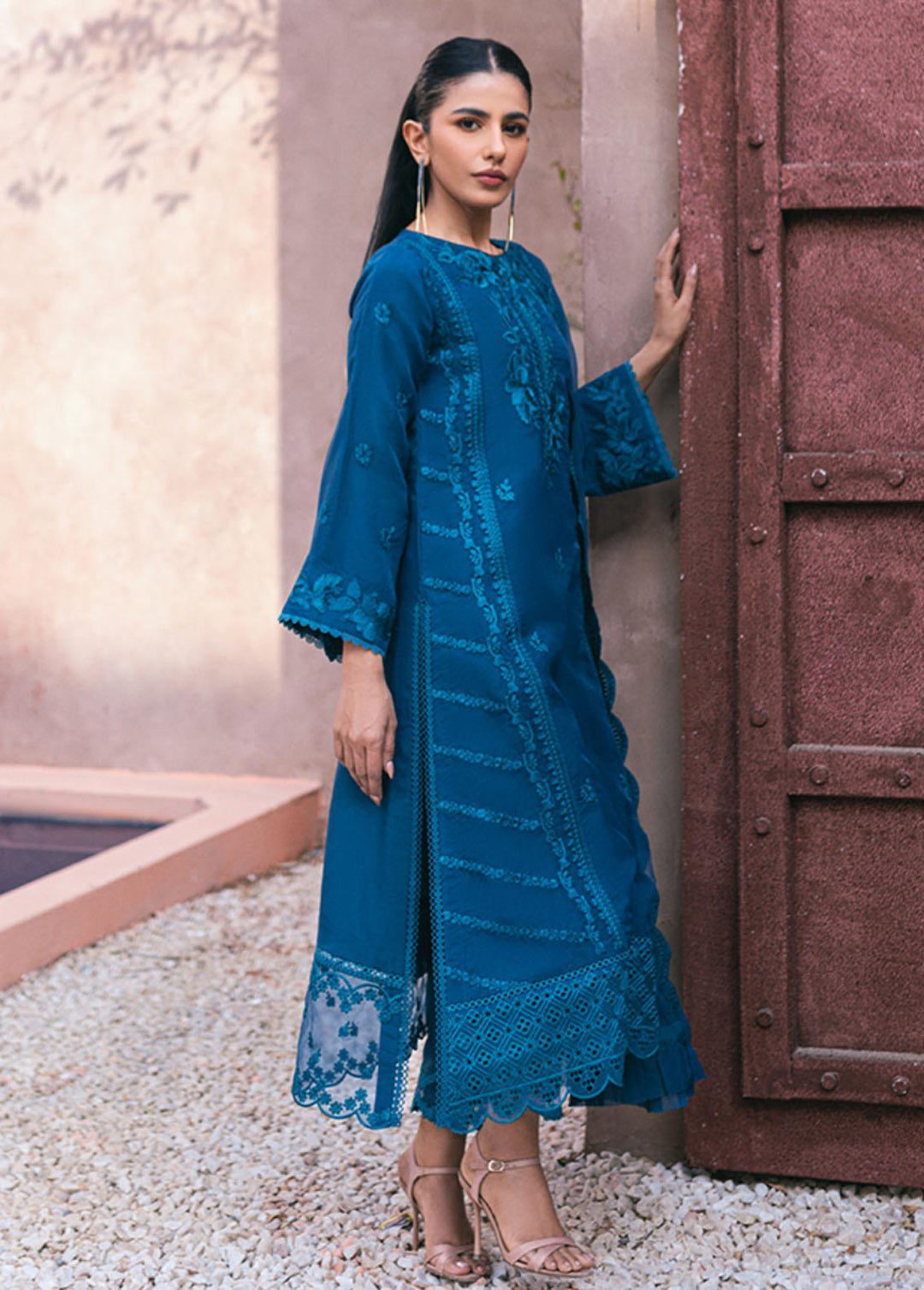 Ensembles By Azure Embroidered Organza Suits Unstitched 4 Piece AZU24ES AS-117 Hydrangea Hues - Festive Collection
