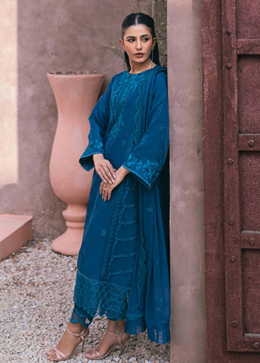 Ensembles By Azure Embroidered Organza Suits Unstitched 4 Piece AZU24ES AS-117 Hydrangea Hues - Festive Collection