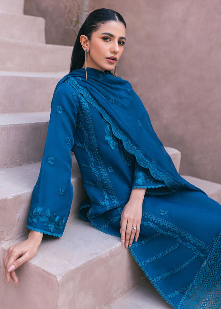Ensembles By Azure Embroidered Organza Suits Unstitched 4 Piece AZU24ES AS-117 Hydrangea Hues - Festive Collection