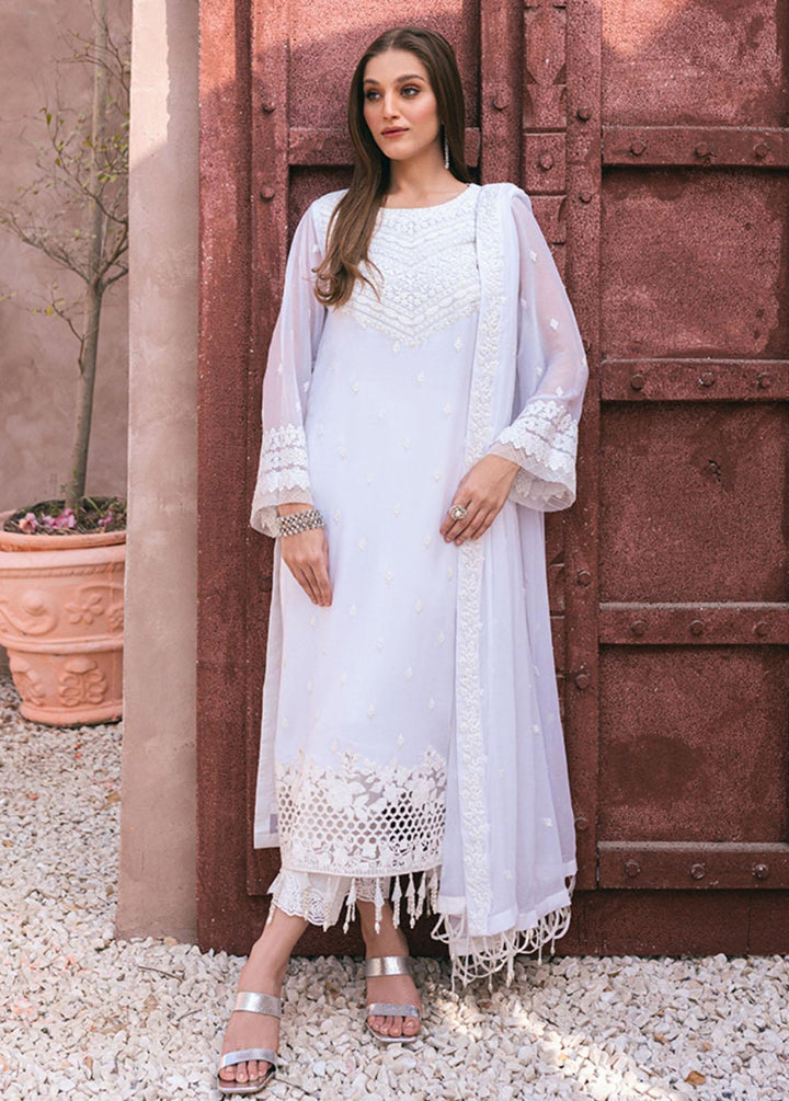 Ensembles By Azure Embroidered Chiffon Suits Unstitched 4 Piece AZU24ES AS-118 Snow Haze - Festive Collection