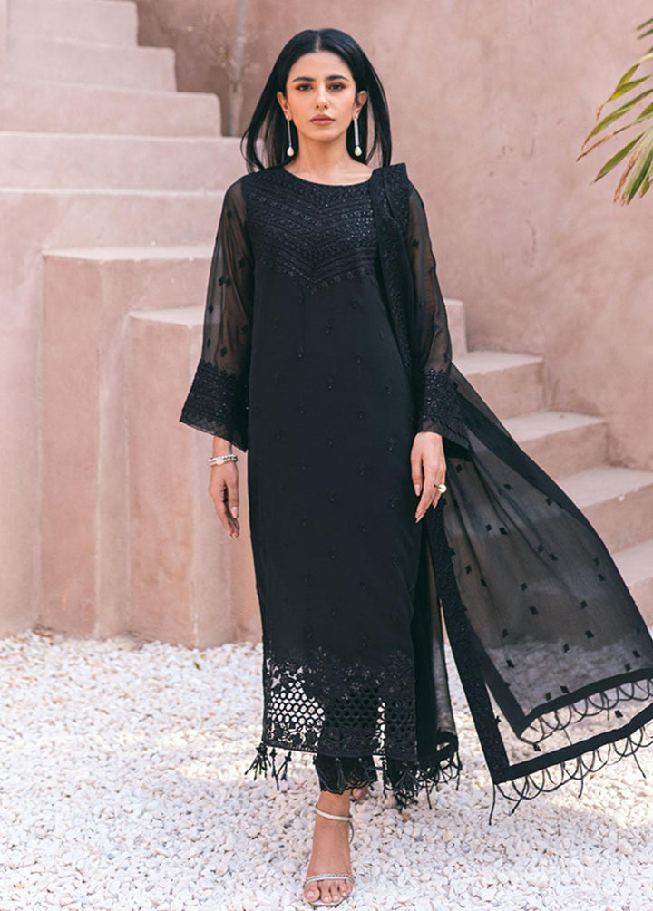 Ensembles By Azure Embroidered Chiffon Suits Unstitched 4 Piece AZU24ES AS-119 Charcoal Charm - Festive Collection