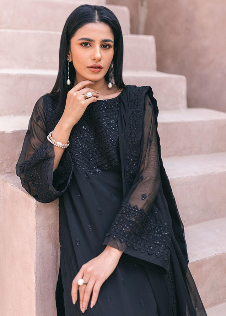 Ensembles By Azure Embroidered Chiffon Suits Unstitched 4 Piece AZU24ES AS-119 Charcoal Charm - Festive Collection