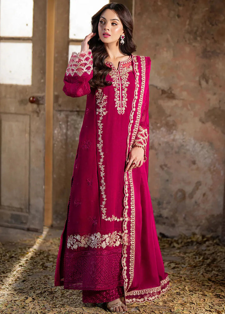 Ensembles By Azure Embroidered Khaadi Net Suits Unstitched 3 Piece AZU25EN I-01359 Vibrant Blaze - Festive Collection