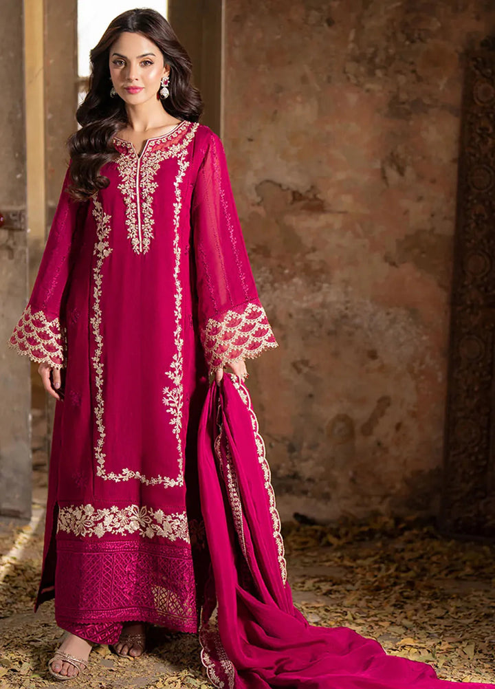 Ensembles By Azure Embroidered Khaadi Net Suits Unstitched 3 Piece AZU25EN I-01359 Vibrant Blaze - Festive Collection